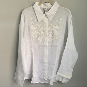 Long Sleeve Embroidered Cotton
Blouse Size 2X
